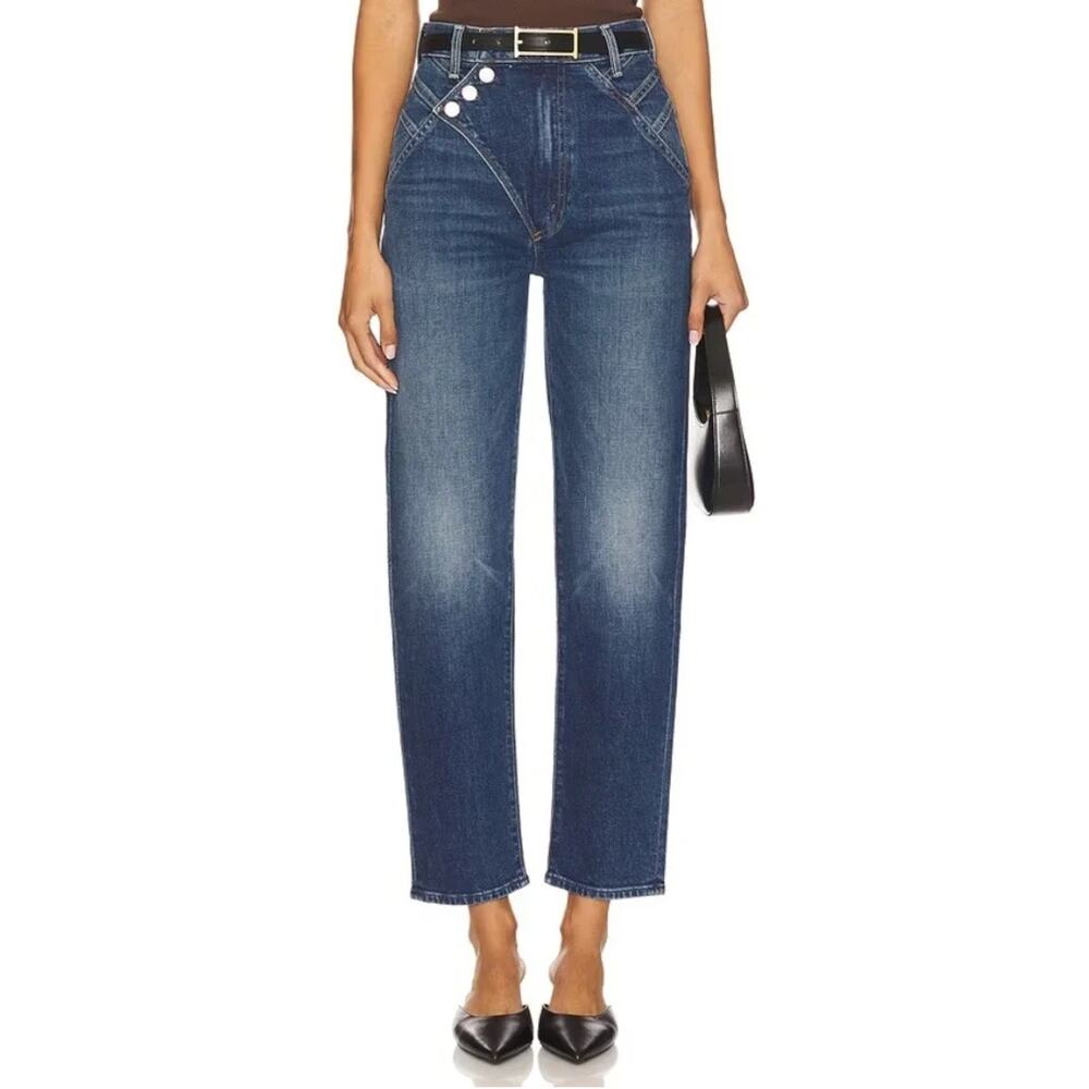 Mother Right Away Tune Up Hover Medium Blue Straight Leg Jeans Size 23 NEW Tags
